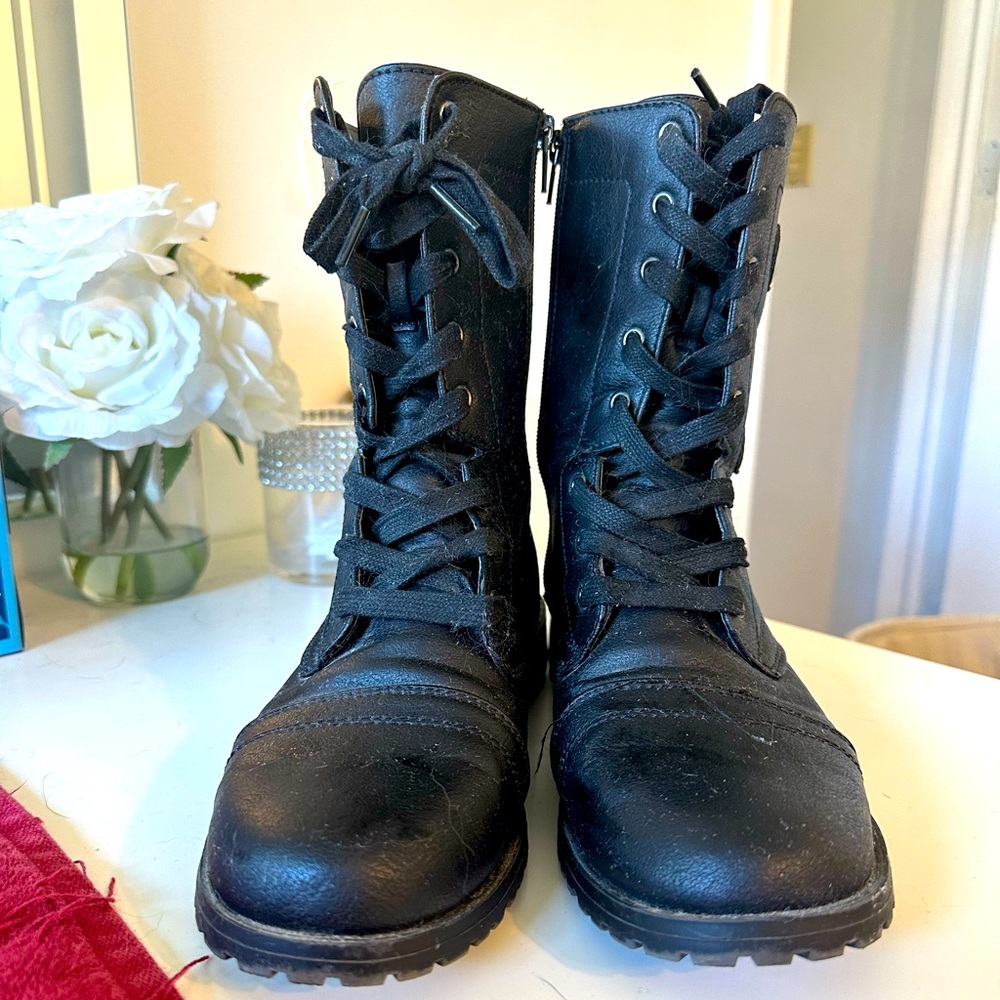 Black combat boots